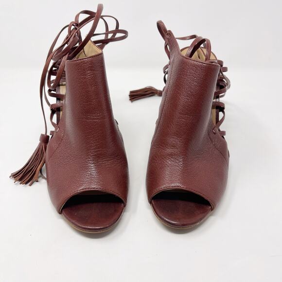 Banana Republic Womens 6.5 Brown Leather Deborah Lace Up Heels Cognac Gladiator - Picture 5 of 12